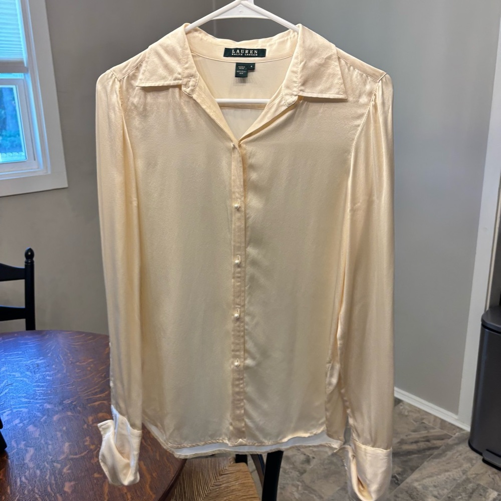 Ralph Lauren 100% Silk Cream Blouse